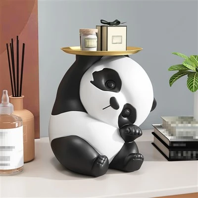 Cute Panda Holding Tray Statue