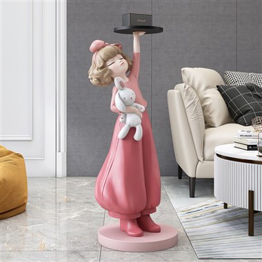 product-1-1 Girl Holds Bunny Tray Statue